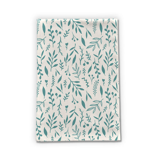 Tea Towel | Teal Leaves